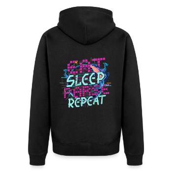 Linguiste computationnel Manger Dormir Analyser Répéter - Veste à capuche bio Premium Unisexe - noir - Dos - Nico (187cm)