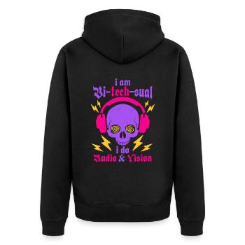 Audiovisual Technician Bitechsual Audio & Vision - Unisex Premium Organic Zip Hoodie - black - Back - Nico (187cm)