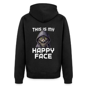 This Is My Happy Face Cats - Unisex Premium Organic Zip Hoodie - black - Back - Nico (187cm)