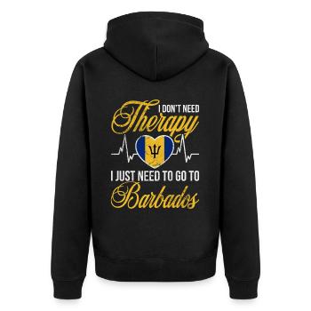 Barbados - Unisex Premium Bio Zip Hoodie - Schwarz - Hinten - Nico (187cm)