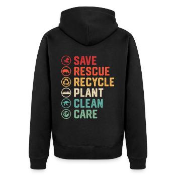 Save Rescue Recycle Nettoyage des plantes Entretien - Veste à capuche bio Premium Unisexe - noir - Dos - Nico (187cm)