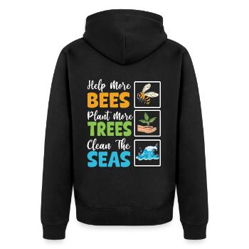 Aidez plus d’abeilles à planter plus d’arbres pour nettoyer les mers - Veste à capuche bio Premium Unisexe - noir - Dos - Nico (187cm)