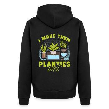 Je les fais Planties mouillés - Veste à capuche bio Premium Unisexe - noir - Dos - Nico (187cm)