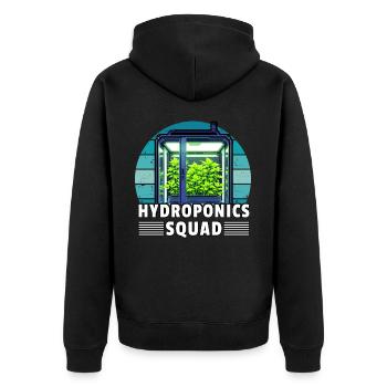 Hydroponics Squad - Unisex Premium Organic Zip Hoodie - black - Back - Nico (187cm)