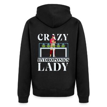 Crazy Hydroponics Lady - Unisex Premium Organic Zip Hoodie - black - Back - Nico (187cm)
