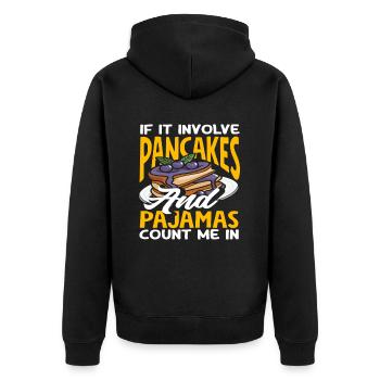 Pancakes Und Pyjamas Zählen Auf Mich - Unisex Premium Bio Zip Hoodie - Schwarz - Hinten - Nico (187cm)