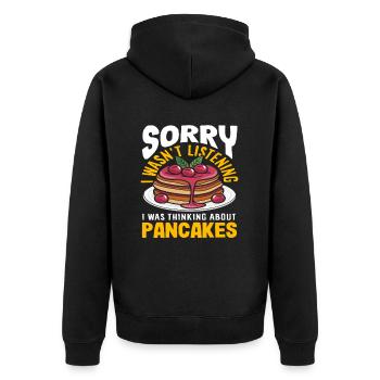 Pancakes Apology Was Distracted - Unisex Premium Organic Zip Hoodie - black - Back - Nico (187cm)
