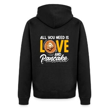Pancakes All You Need Is Love - Unisex Premium Organic Zip Hoodie - black - Back - Nico (187cm)