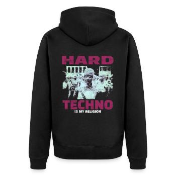 Techno House Party EDM Festival Goa Electro Rave - Unisex Premium Bio Zip Hoodie - Schwarz - Hinten - Nico (187cm)