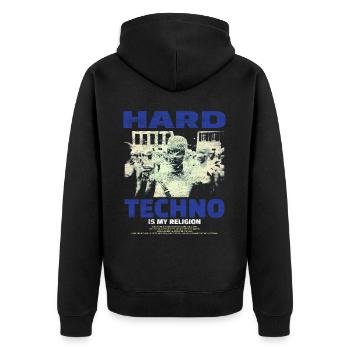 Techno House Party EDM Festival Goa Electro Rave - Unisex Premium Bio Zip Hoodie - Schwarz - Hinten - Nico (187cm)