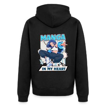 Manga Livres Amateurs de manga - Veste à capuche bio Premium Unisexe - noir - Dos - Nico (187cm)