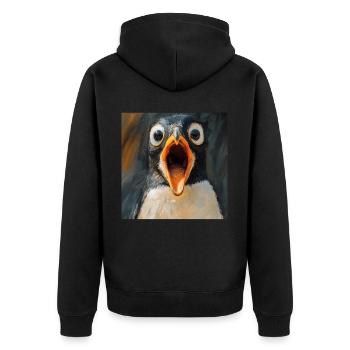 Pinguin - Unisex Premium Bio Zip Hoodie - Schwarz - Hinten - Nico (187cm)