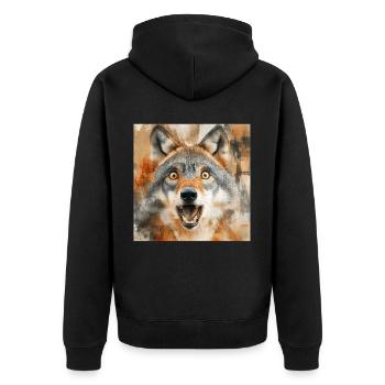 Wolf - Unisex Premium Bio Zip Hoodie - Schwarz - Hinten - Nico (187cm)