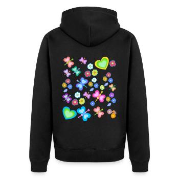 Retro Vintage Frühling Sommer 80er 90er Insekt - Unisex Premium Bio Zip Hoodie - Schwarz - Hinten - Nico (187cm)