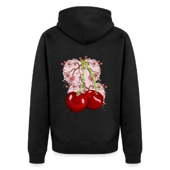Japan Kish Blossom Cherries Cherry Fruit Fruit - Unisex Premium Organic Zip Hoodie - black - Back - Nico (187cm)