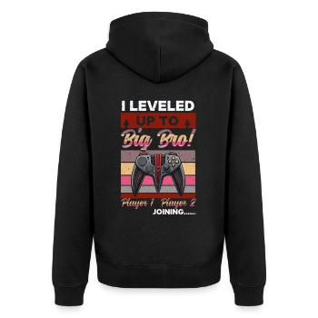 Level Bis Big Brother Console Gamer Elder - Unisex Premium Bio Zip Hoodie - Schwarz - Hinten - Nico (187cm)