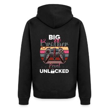 Level Bis Big Brother Console Gamer Elder - Unisex Premium Bio Zip Hoodie - Schwarz - Hinten - Nico (187cm)