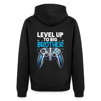 Level Bis Big Brother Console Gamer Elder - Unisex Premium Bio Zip Hoodie - Schwarz - Hinten - Nico (187cm)