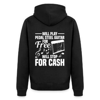 Pedal Steel Guitarist String Instrument Mountain - Unisex Premium Bio Zip Hoodie - Schwarz - Hinten - Nico (187cm)