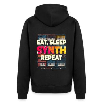 Synthesizer Eat Sleep Synth Repeat Kick Drum DAW - Unisex Premium Organic Zip Hoodie - black - Back - Nico (187cm)