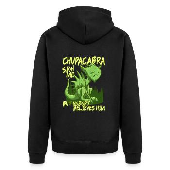 Chupacabra Saw Me But Nobody Believes Him - Unisex Premium Bio Zip Hoodie - Schwarz - Hinten - Nico (187cm)