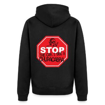 Stop The Car I See A Chupacabra - Unisex Premium Bio Zip Hoodie - Schwarz - Hinten - Nico (187cm)