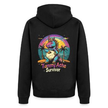 Drôle Licorne Mème Maux d’estomac - Veste à capuche bio Premium Unisexe - noir - Dos - Nico (187cm)