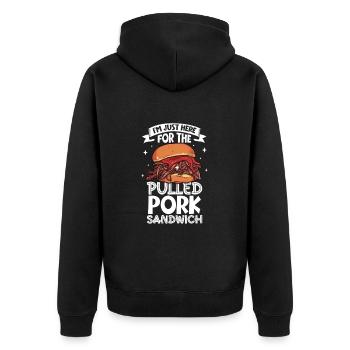 Nur hier für das Pulled Pork Sandwich - Unisex Premium Bio Zip Hoodie - Schwarz - Hinten - Nico (187cm)