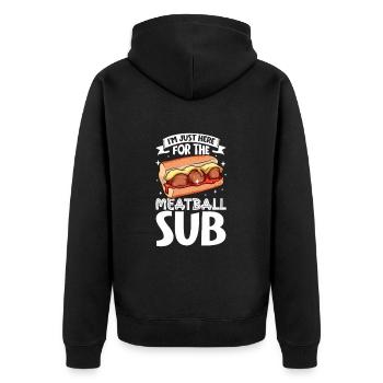 Nur hier für das Meatball Sub - Unisex Premium Bio Zip Hoodie - Schwarz - Hinten - Nico (187cm)
