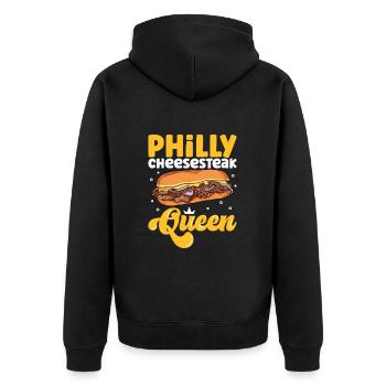 Philly Cheesesteak Queen - Unisex Premium Bio Zip Hoodie - Schwarz - Hinten - Nico (187cm)
