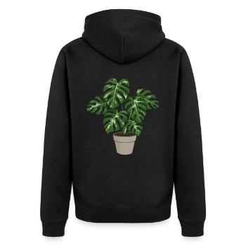 Bunte Monstera - Unisex Premium Bio Zip Hoodie - Schwarz - Hinten - Nico (187cm)