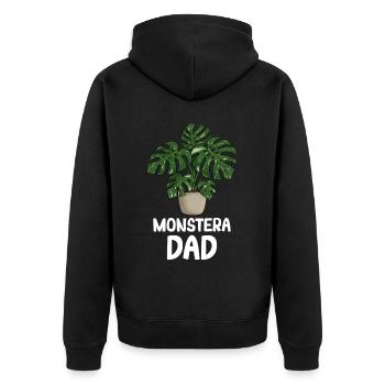 Monstera Dad - Unisex Premium Bio Zip Hoodie - Schwarz - Hinten - Nico (187cm)