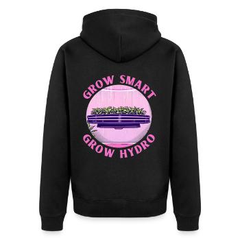 Grow Smart Grow Hydro - Unisex Premium Bio Zip Hoodie - Schwarz - Hinten - Nico (187cm)