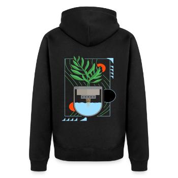 Hydroponics - Unisex Premium Organic Zip Hoodie - black - Back - Nico (187cm)