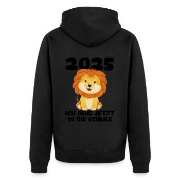 Schulkind 2025 Junge Mädchen Einschulung 2025 Deko - Unisex Premium Bio Zip Hoodie - Schwarz - Hinten - Nico (187cm)