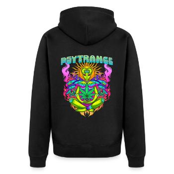 Techno House Party EDM Festival Goa Rave Psytrance - Unisex Premium Bio Zip Hoodie - Schwarz - Hinten - Nico (187cm)