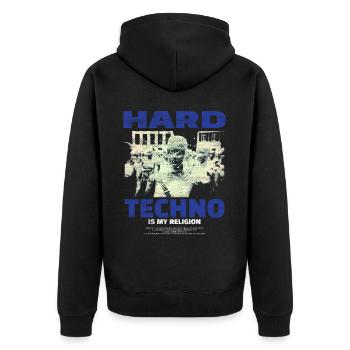 Techno House Party EDM Festival Goa Electro Rave - Unisex Premium Bio Zip Hoodie - Schwarz - Hinten - Nico (187cm)