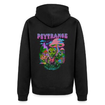Techno House Party EDM Festival Goa Rave Psytrance - Unisex Premium Bio Zip Hoodie - Schwarz - Hinten - Nico (187cm)
