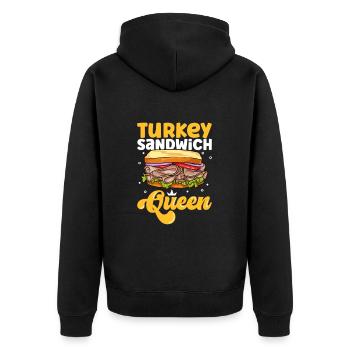 Turkey Sandwich Queen - Unisex Premium Bio Zip Hoodie - Schwarz - Hinten - Nico (187cm)