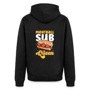 Meatball Sub Queen - Unisex Premium Bio Zip Hoodie - Schwarz - Hinten - Nico (187cm)