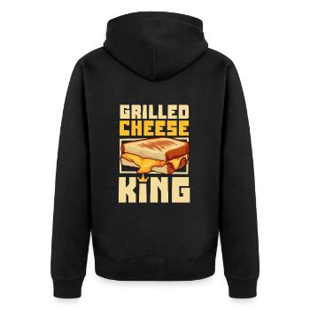 Grilled Cheese Sandwich King - Unisex Premium Organic Zip Hoodie - black - Back - Nico (187cm)