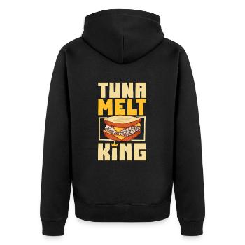 Tuna Melt Sandwich King - Unisex Premium Bio Zip Hoodie - Schwarz - Hinten - Nico (187cm)