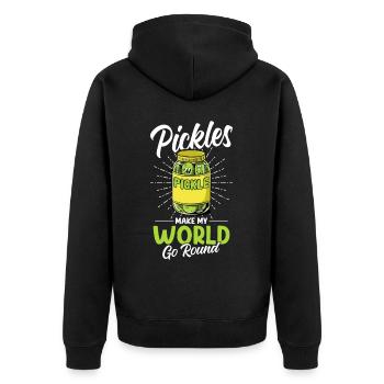 Pickle Pickle Pickle - Unisex Premium Organic Zip Hoodie - black - Back - Nico (187cm)