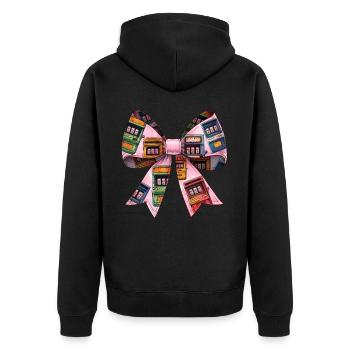 Coquette Bow Spielautomat Glücksspiel Gambler - Unisex Premium Bio Zip Hoodie - Schwarz - Hinten - Nico (187cm)