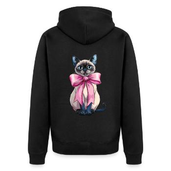 Coquette Bow Siamese Cat Mom Cute Pink Mothers Day - Unisex Premium Organic Zip Hoodie - black - Back - Nico (187cm)