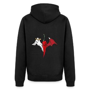 Chilly himmlisch scharf Pepperonie - Unisex Premium Bio Zip Hoodie - Schwarz - Hinten - Nico (187cm)
