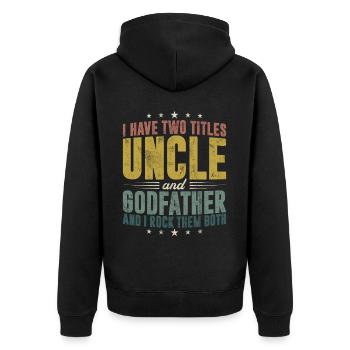 Best Uncle Proud Uncle Quote Humor - Unisex Premium Organic Zip Hoodie - black - Back - Nico (187cm)