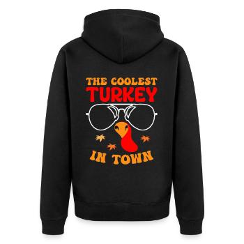 Trruthahn Thanksgiving Funny Design - Unisex Premium Organic Zip Hoodie - black - Back - Nico (187cm)