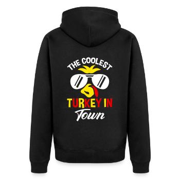 Trruthahn Thanksgiving Funny Design - Unisex Premium Organic Zip Hoodie - black - Back - Nico (187cm)