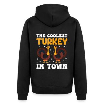 Trruthahn Thanksgiving Funny Design - Unisex Premium Organic Zip Hoodie - black - Back - Nico (187cm)